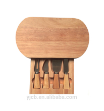 Oak wood cheese knife set with cheese box