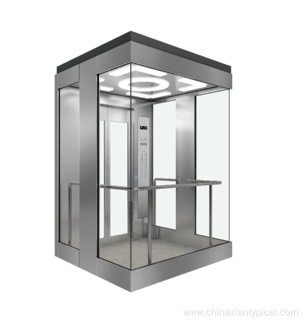 800kg Square Stainless Steel Panoramic Elevator