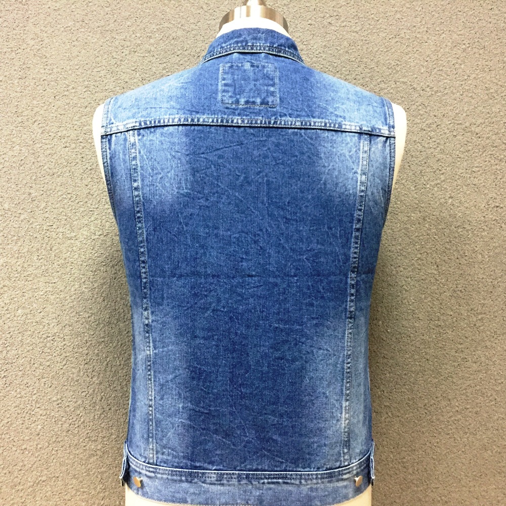 Men's cotton denim double pocket vest jacket