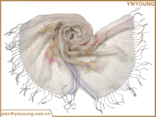 Flower Printed Cotton and Linen Scarf