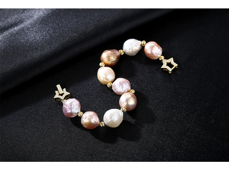 Luxury Multi-Colored Pink Cultured Freshwater Pearl Sterling Silver Bracelet