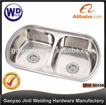 Stainless Steel Kitchen Bar Sink Topmount Double Bowl Water Tank Sink-8049B racks