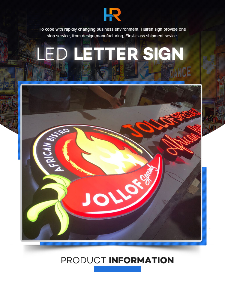 Advertising letters illuminated outdoor sign 3d logo sign light led channel letter