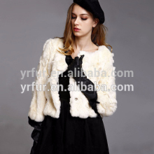 YR392 Best Quality Soft Rex Rabbit Fur Jacket/ Women Patchwork Cheap Fur Garment