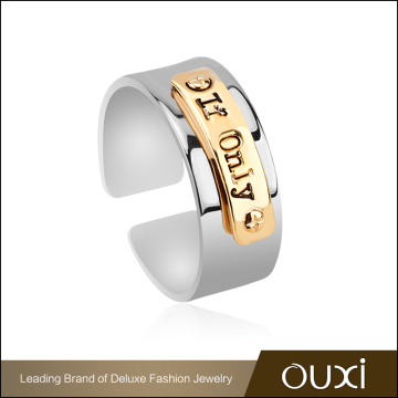 Wholesale cooper alloy jewelry simple design gold charm "Only '' letter rhodium plated man cuff ring