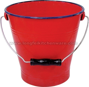 Red Color Enamel Bucket Without Lid