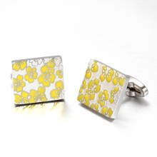 Fashion boys cufflink jewelry stainless steel cufflink with chrysanthemum China manufacturer