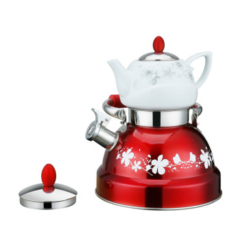 Traditional Whistling Kettle and White Tea Pot