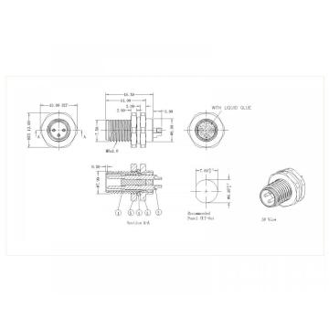 M8-XP-M-193 M8 2 ~ 8p Αρσενικό κλειδαριά μπροστά αθόρυβη συγκόλληση