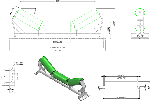 Troughing Idler Drawing