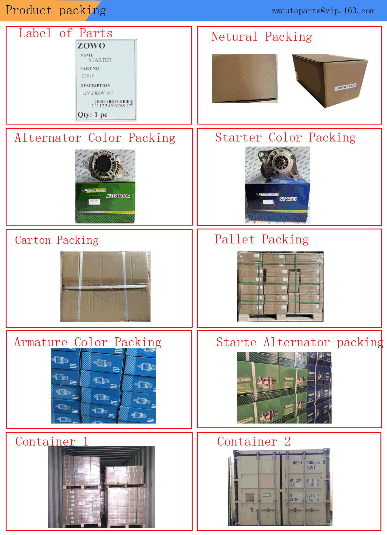 packing of ZOWO autoparts 35259350