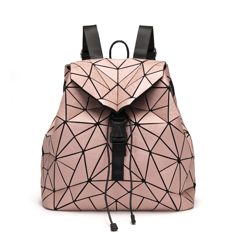 Custom new fashion geometric backpack preppy lady drawstring backpack