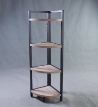 Rustic Metal and Wood 2-Tier Floating Wall Shelf