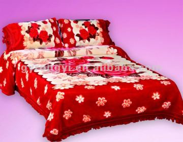 100% polyester raschel blanket set