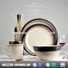 black and white round 16-piece stoneware dinner set