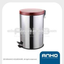 12L tansparent flat cover foot pedal trash bin