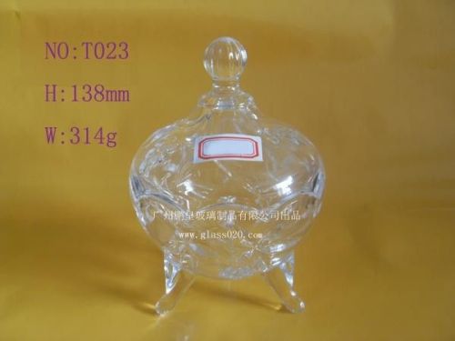 200mm Height Clear Candy Glass Bowl , Footed Glass Jar