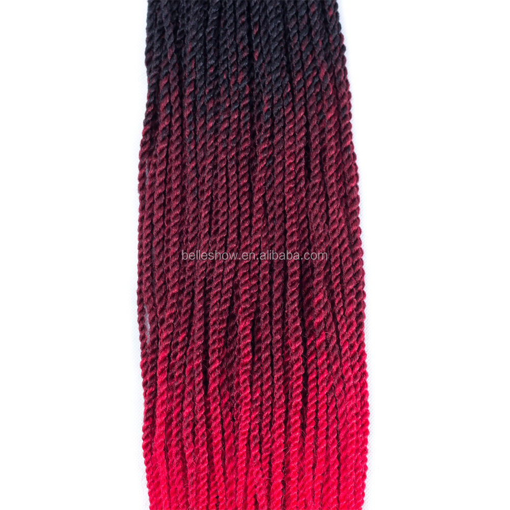 Hot sell wholesale senegalese crochet braid twist synthetic crochet hair extensions  ombre crochet twist braid