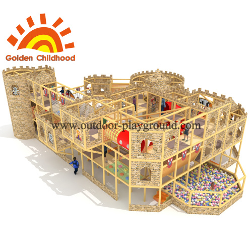 子供のための木の城の屋内運動場装置
