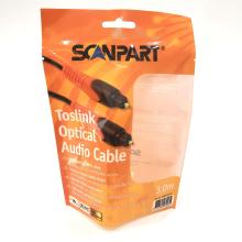 USB Cable Audio Cable Packaging Stand Up Pouch  With Clear Window Three Side Seal Plastic Bag