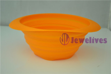 Orange Food Safe Silicone Steamer, Foldable Silicone Pot 