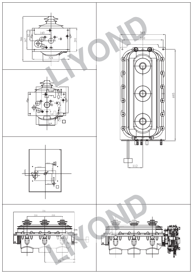 12kV 24kV HV Indoor  series SF6 load break switch in Ring Main Unit