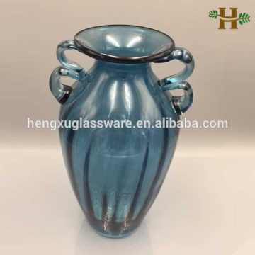 Hand Made Glass Italy Vase Peacock Bule Glass Vase