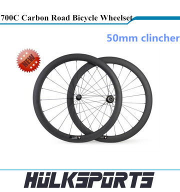 700c road full carbon bike /50mm X 23mm Clincher Full Carbon Road Bicycle Wheelset