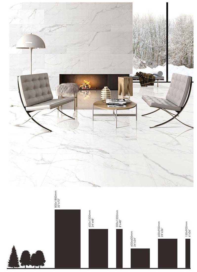 white marble look ceramic tile