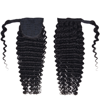 Cheap Deep Wave Real Hair Wrap Around Ponytail Wholesale Virgin Hair Ponytail Extension Human Hair