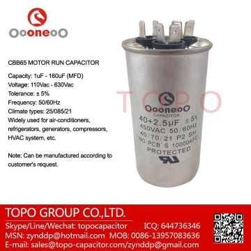 85+10MF 370VAC Run Capacitor Oval Aluminum Can Dual Type Two Capacitors