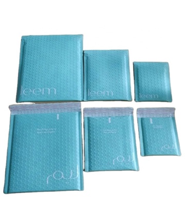 Blue padded bubble mailers