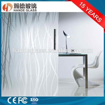 3-12mm deep acid etched /frosting decorative glass/print glass