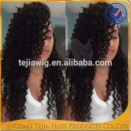 Hot new products for 2016 afro kinky curly glueless full lace human hair wigs grade 8a