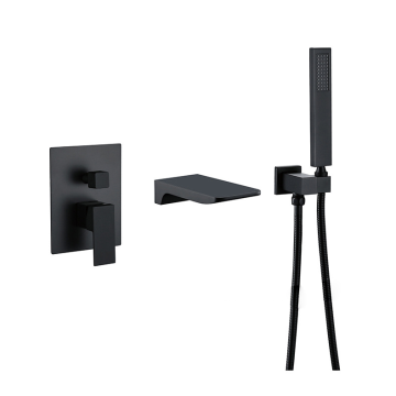 Rainfall Shower Faucet Wall Mounted Two Function Concealed Black Finished Brass Shower MIxer