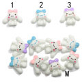 Groothandel kawaii witte lange oren hond hars decoratie dier kunstmatige ambacht voor mode hanger ketting sieraden maken