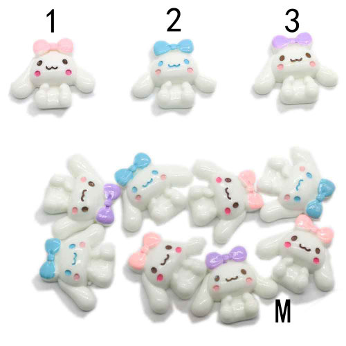 Vente en gros Kawaii Blanc Longues Oreilles Chien Résine Décoration Animal Artificiel Artificiel Pour La Mode Pendentif Collier Fabrication de Bijoux