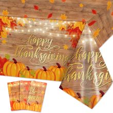 Thanksgiving Pumpkin Maple Leaves Waterproof Rectangle Table Cover