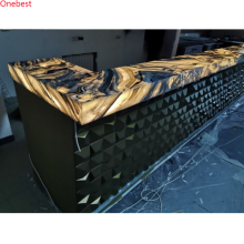 Onyx Stone Mosaic L Shaped LED Light Villa House Cocktail Bar Counter