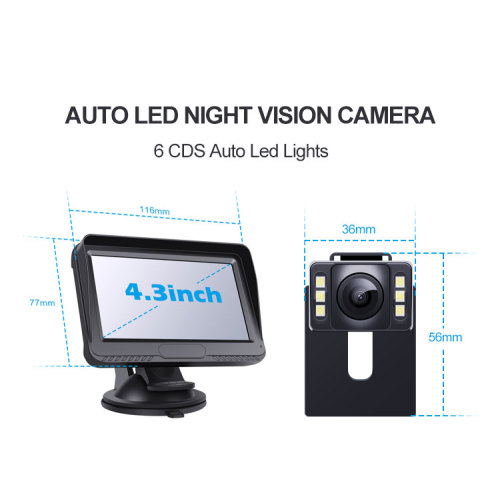 2022 Wholesales Circuit Easy AHD Wired 4.3In 12V Rear View Monitor Super Night Vision Auto Car Rear View Camera System