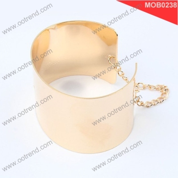 Rose gold pink gold plain Chain links cuff bangle