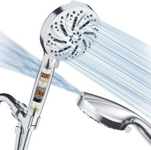 High Pressure Hand Shower Head with 6 Settings, Rain Filter, and 3 Way Diverter