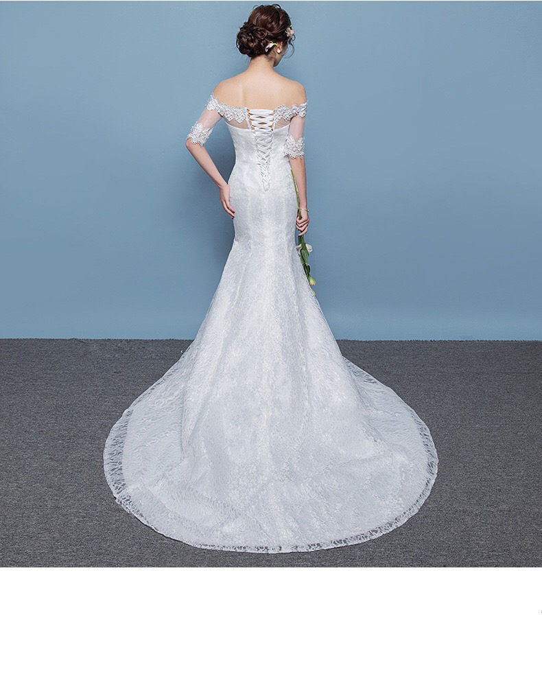 Latest design off shoulder mermaid lace wedding dress with train vestido de novia de encaje hot sale elegant bridal dress