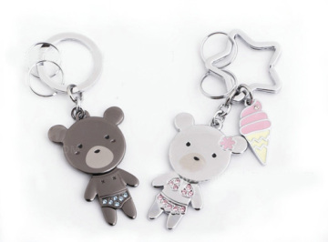 Teddy Bear Key Chains with CZ Diamond