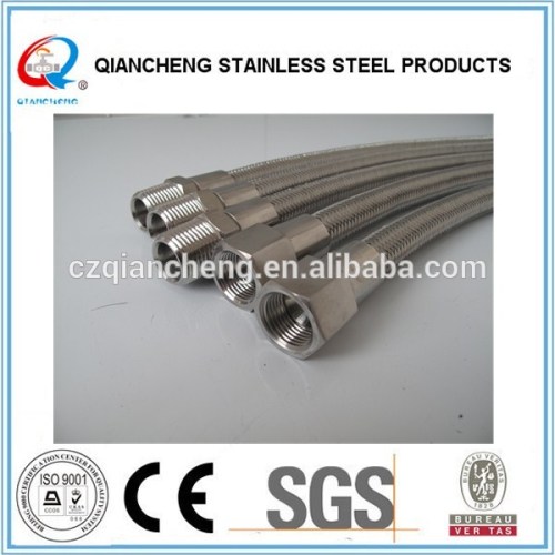 Heat resistance 304 stainless steel wire braided Teflon/PTFE hose with flange joint