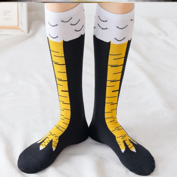 Ostrich Pattern Knee-Length Socks - Fun Chicken Claw Stockings for Autumn/Winter