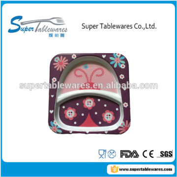 Square Melamine Butterfly Pattern Plate Divide Dinner