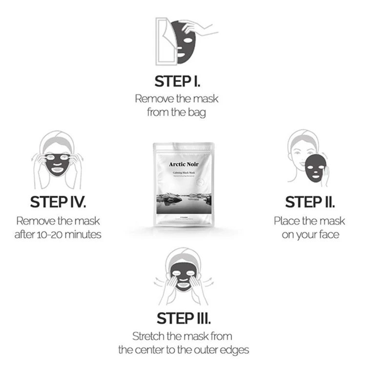 OEM Facial Black Mask Sheet for Calming Hydrating Anti-Wrinkle Carbon Mask Cosmetics