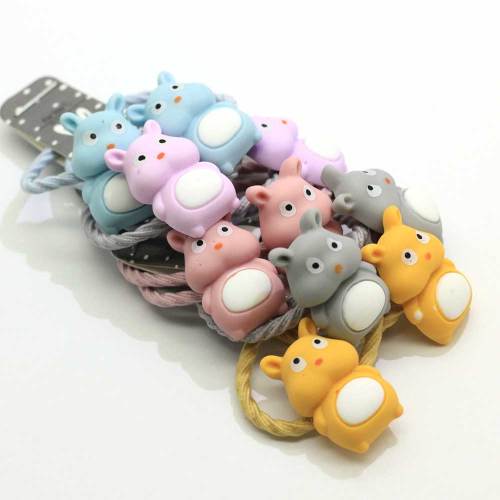 Cute Hair Colorful Elastics Ponytail Holder Pastel Colors Resin Cartoon Bear Headband And Hair Cliy For Baby Toddler Girl