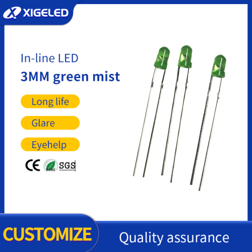 3mm green-hair-green fog strong long feet in-line led